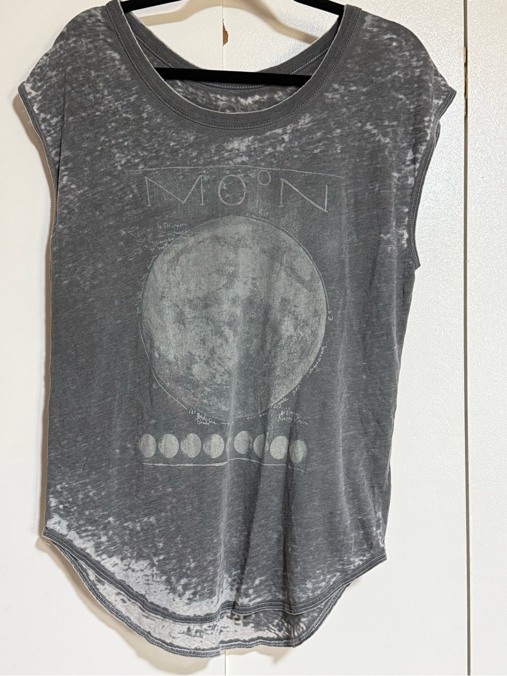 Chaser Moon Phase Burnout Graphic Tee Celestial Boho Gray Muscle Top Medium - Picture 4 of 14